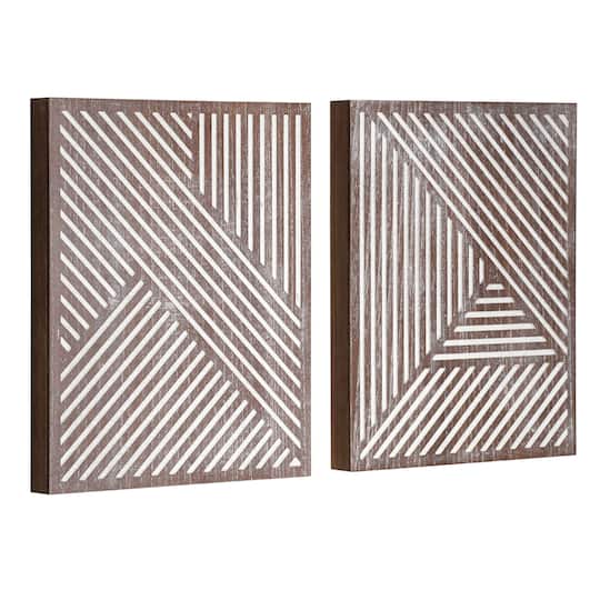 American Art D&#xE9;cor&#x2122; Walnut Brown Contemporary Wood Wall D&#xE9;cor Set